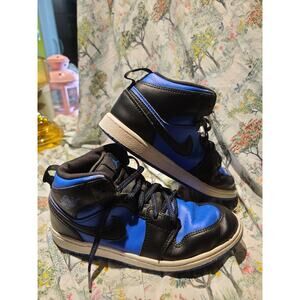 Nike Boys Jordan 1 Mid Hyper 640734-077 Blue Basketball Shoes Sneakers Sz 2Y